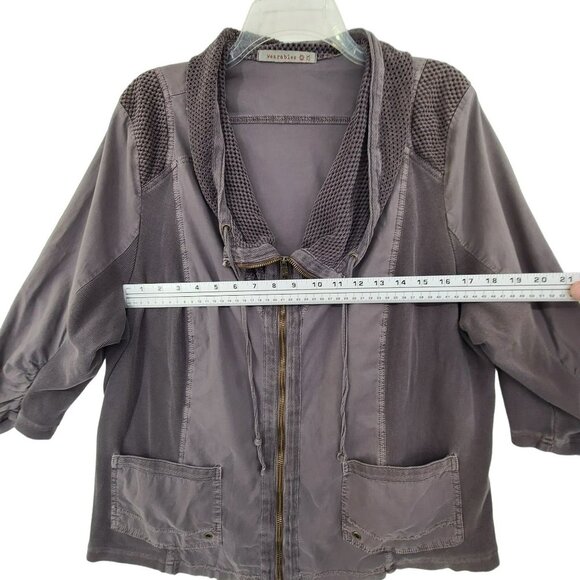 Wearables Women's Mixed Media Full Zip Up Casual Jacket Gray Size 2X - Picture 4 of 8